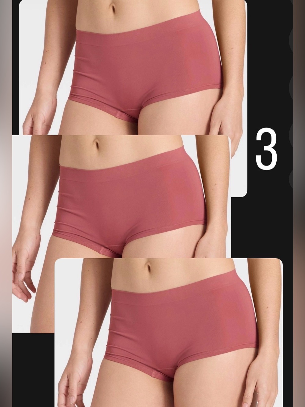 NWT Auden 3-PACK Seamless Boyshort Underwear in Brick Red - Size M (8-10)